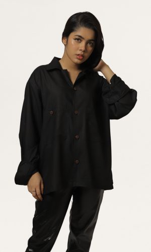 Aztec | Cuban Collar Black Shirt