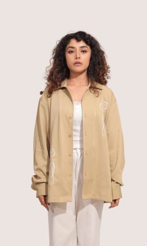 Silt | Embroidered Cuban Collar Sunflower Shirt