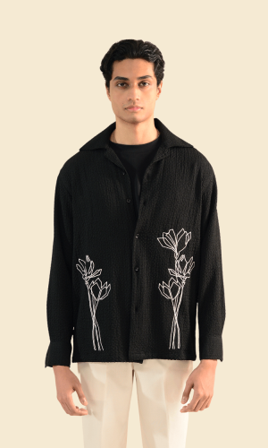 Valentio | Black Full Sleeve Shirt