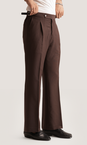 Cael | Espresso Brown Flared Pants with Side Adjusters