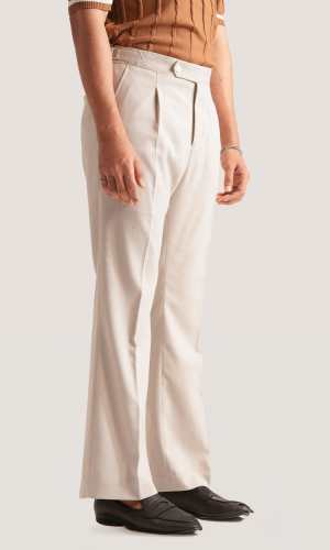 Oren | Light Cream Flared Pants with Side Adjusters